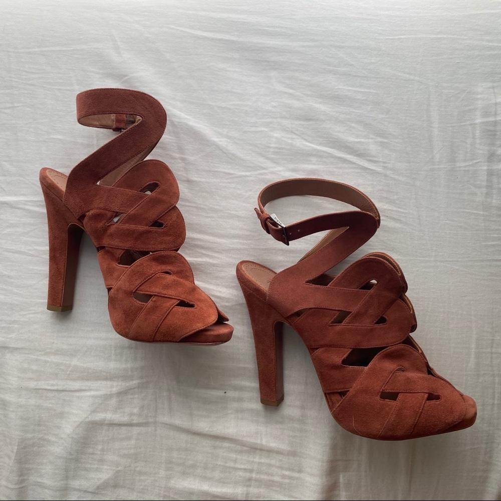 ALAIA Suede Caged Heeled Sandals Size 38.5